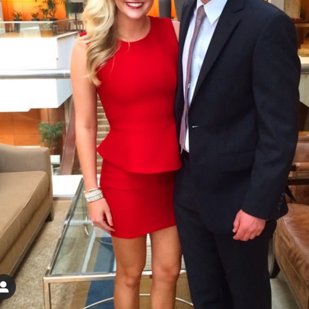Red peplum dress